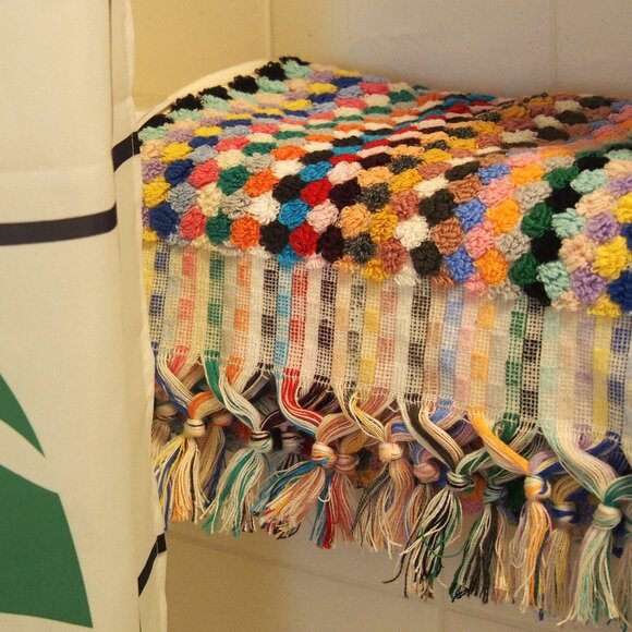 Rainbow Double Sided Pom Pom Turkish Hand Towel - Picture 6 of 6